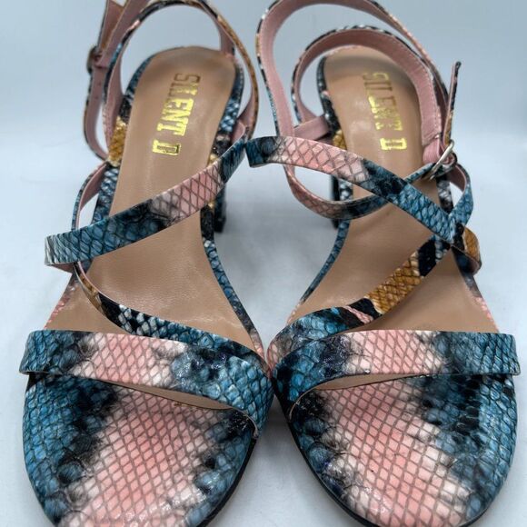 Silent D Anthropologie Ankle Strap Strappy Snakeskin Heels 36 - Picture 2 of 10
